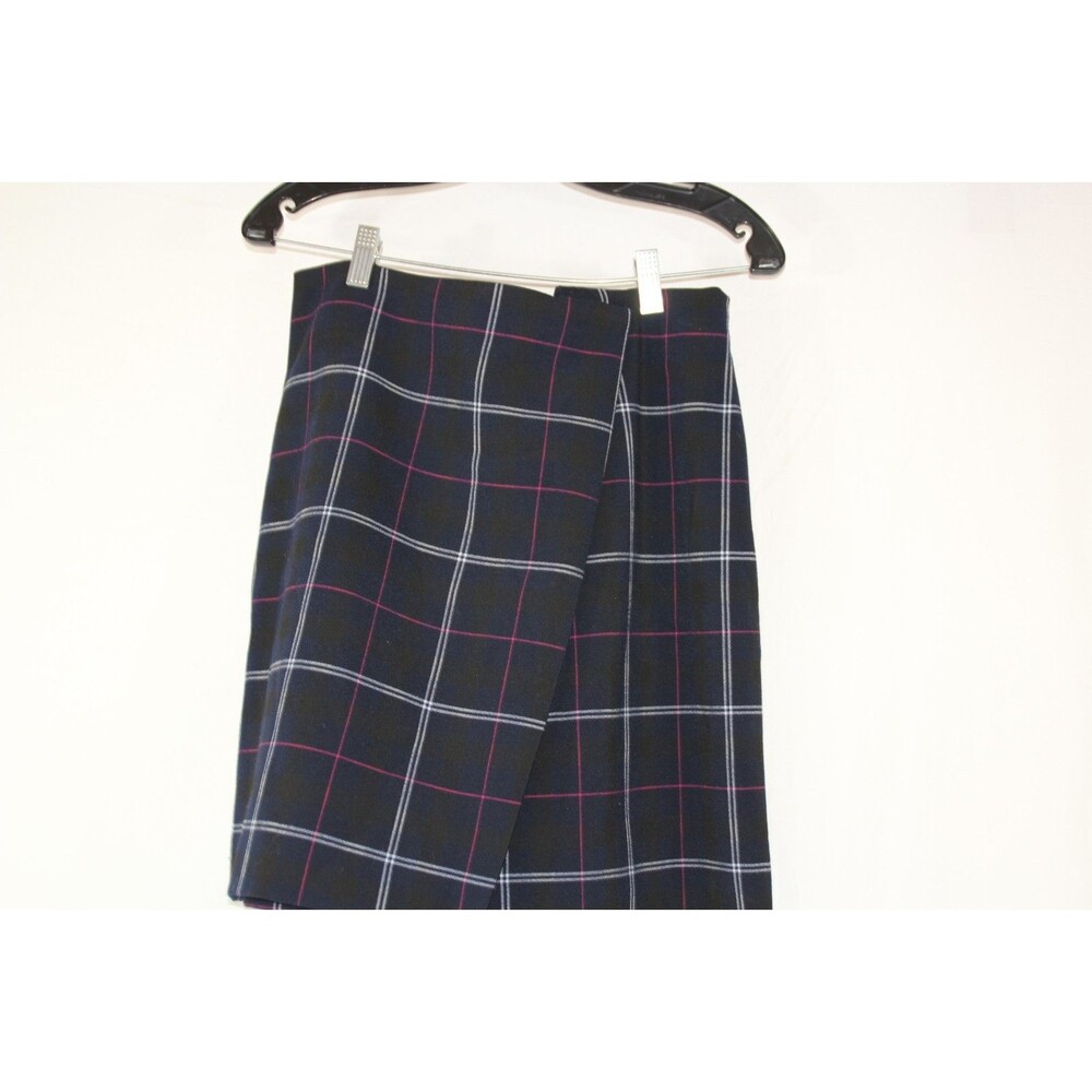 Banana Republic Women’s 6 Tall Navy Blue Plaid Foldover Mini Skirt Work Career